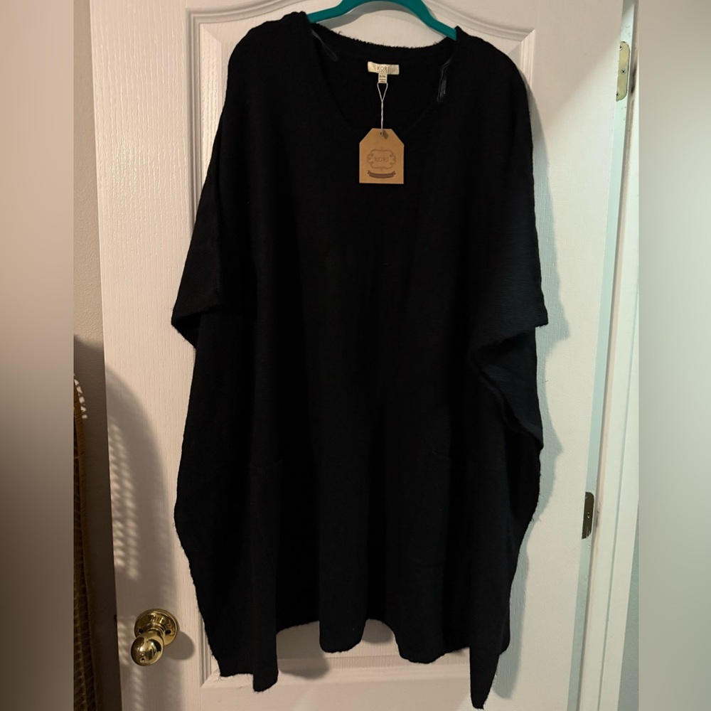 Kori Black Essential Crew Neck Poncho Shirt